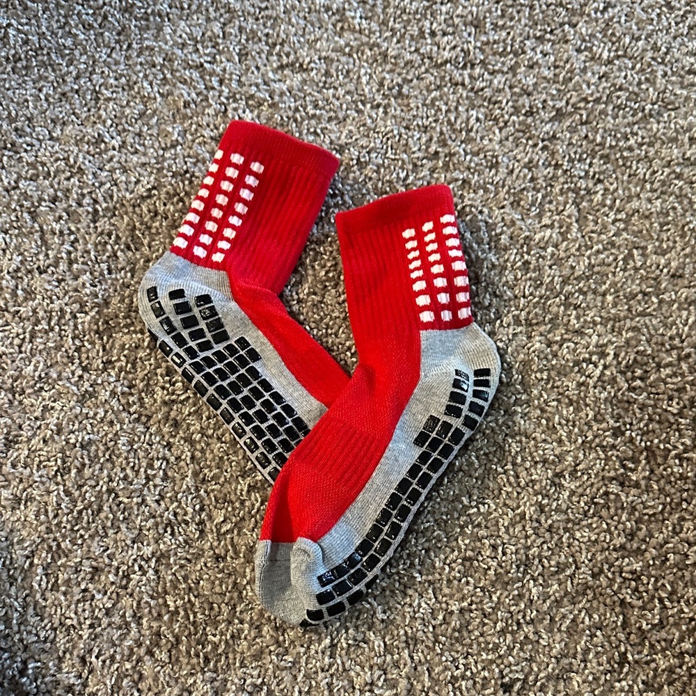adidas Red and Gray Grip Socks